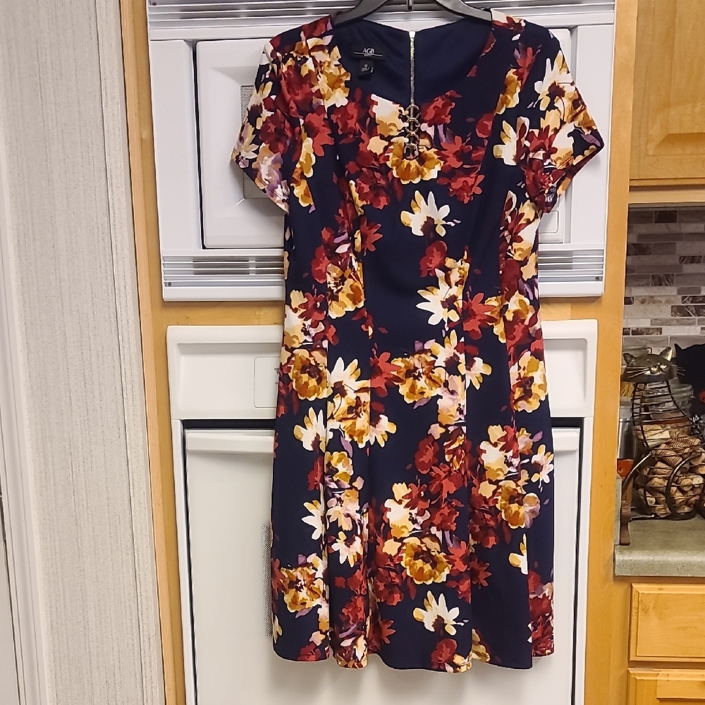 AGB Red and Orange Flutter Sleeve Midi Sundress